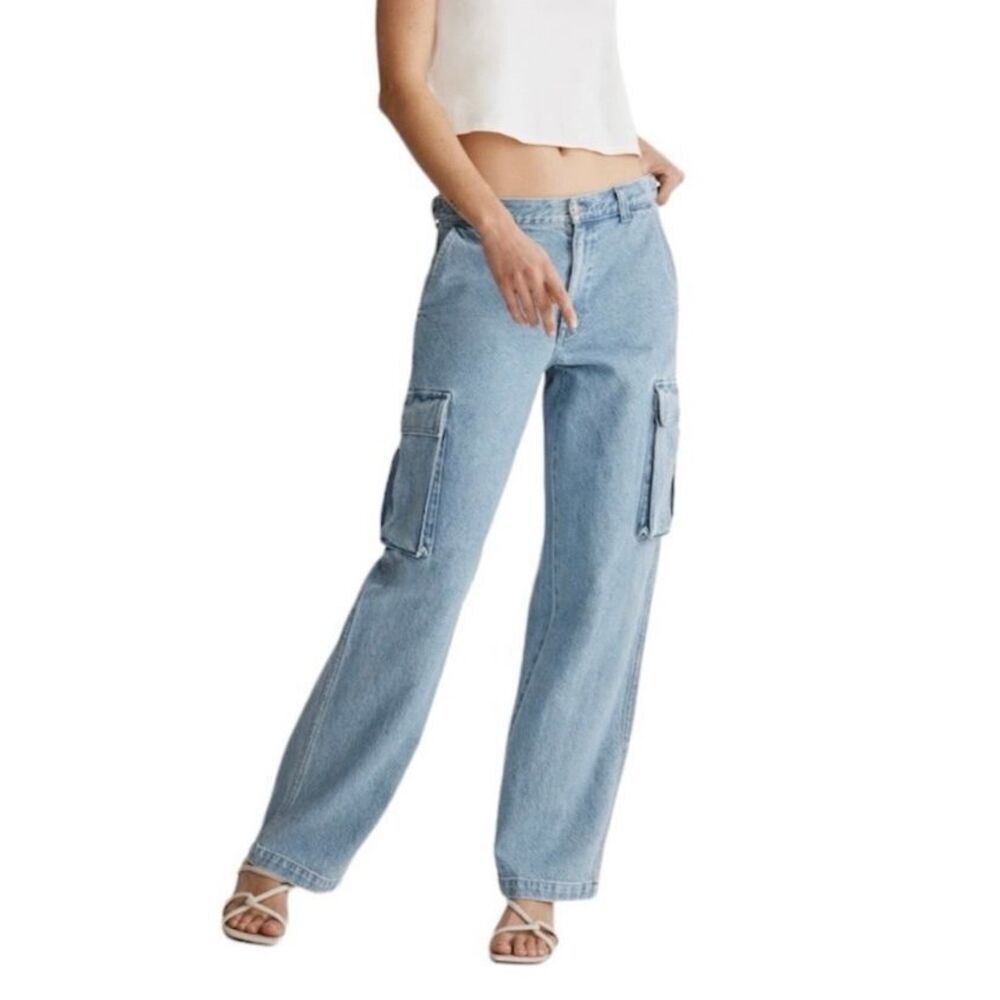 Madewell Low-Slung Straight Cargo Jeans in Coleman Wash Size 25